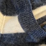 Kaisely Cozy Angora Lambswool  V Neck Sweater Comfy Blue Stripe Pullover fits S M Photo 11