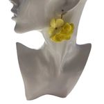 Vintage Flower Ball Earrings Yellow White Stone, Dangle Bright Summer Spring Photo 1