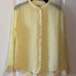 Juicy Couture Yellow & White Striped Button Down 100% Silk Shirt Photo 0