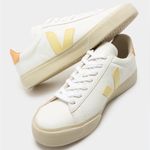 VEJA  9 Womens Campo Chromefree Sneakers in White and Sun Peach Orange Photo 0