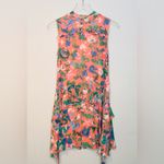 Saloni Orange Tilly Silk Ruffle Floral Sleeveless Dress Size 0 Photo 5
