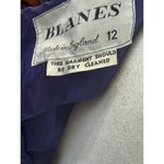 Vintage Blanes Navy Blue Velvet Mini Dress Made in England Bows on Back Size 12 Photo 6