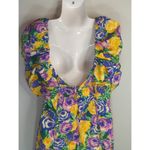 ZARA  Green Purple Yellow Floral Mini Corset Dress Womens Large Coquette Girl Photo 9