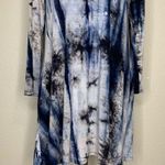 Entro Tie Dye Stretch Knit Key Hole Back Long Sleeves Dress Photo 2