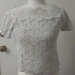 Handmade  Vintage White Floral Lace Shirt XS Cottagecore Fairycore Tomatogirl Photo 3