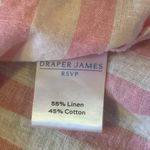 Draper James  top Large Pink White Stripes Linen cotton blend square neck smocked Photo 2