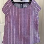 Southern Tide Pink Navy Crop Top Blouse Shirt Cotton Cap Sleeve Back Zip, Size L Photo 0