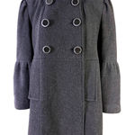 Miss Sixty Wool Blend Military Coat Gray XL Funnel Neck Bell Sleeves Mod Photo 0