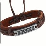 Unisex Brown Leather Bracelet “Love” Photo 1