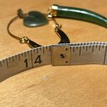 Vintage Gold Tone Choker Green Jade Horn & Heart Pendant Necklace Photo 13