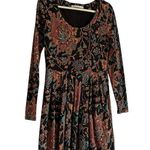 Peruvian Connection babydoll mini dress Long Sleeve Abstract print Sz Small Photo 8