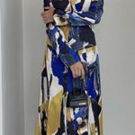 ZARA Dress midi abstract satin long sleeve boho party wedding Photo 0