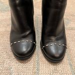 Karl Lagerfeld Black Leather Heeled Ankle Booties with Toe Embellishment | 6 Photo 5