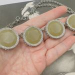 Banana Republic Vintage  Large Green Stone Disk Crystal Rope Chain Necklace Photo 1