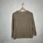 J.Crew Women's Fringe Embroidered Linen Keyhole Crewneck Tan White Top Size 00 Photo 2