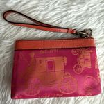 Coach  Orange Pink Horse Carriage Canvas Wristlet Photo 1