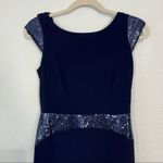Scarlett  Women's Sequined Cowl Back Gown in Navy Size 6P Photo 4