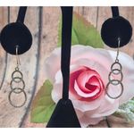 VTG Sterling Silver 925 & Gold Vermeil 3 Rings Dangle Hoop Earrings Mom Jordan Photo 3