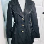 Jessica Simpson Black Peplum Trench Raincoat Size Small Photo 2