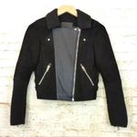 BLANK NYC Moto Jacket Womens XS Black Faux Suede Real Leather Cable Knit Mixed Photo 9