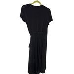 Vicky Tiel Flutter Sleeve Wrap Midi Dress Size Large Black Sophisticated LBD Photo 3