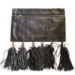 Rebecca Minkoff  Kinga Leather Tassel Clutch‎ Black Photo 5