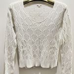Gap Women's White cable Knit 100% Cotton Long Sleeve Side Slit Pullover Sweater Size Small Photo 7