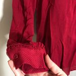 Modcloth NWOT Comprehensive Charm Crimson Dark Red Sheer Blouse Medium New Photo 6