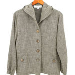 Caroline Rose Brown Linen Blend Hooded Button Front Jacket XS Photo 0