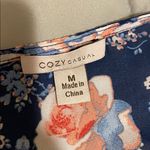 Cozy Casual  Blue and Pink Sheer Floral Swim Cover-Up Photo 1