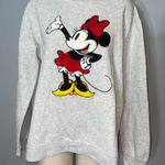 Disney  Minnie Mouse heather gray embroidered sweatshirt long sleeve top XL Photo 0