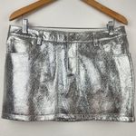 Retrofête Retrofete Nico Mini Leather Skirt in Silver Size Large NWT Photo 1