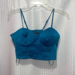 Sincerely Jules  Women's Sleeveless Crop Top Shiny Blue Size Small EUC Photo 1
