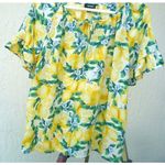Tacera Lemons Summer Short Sleeve‎ Flutter Ruffle Sleeve Top by  Photo 0