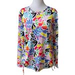 Caribbean Joe  Rainbow Multi Color Graphic Print Rusch Side Rash Guard Coverup M Photo 0