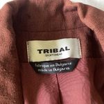 Vintage Tribal Linen Blazer Brown Size 6 Photo 5
