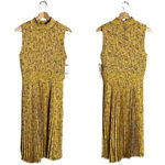 Nanette Lepore NWT High Neck Pleated Floral Midi Dress Women's 8 Yellow Cocktail Photo 2
