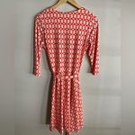 41 Hawthorn Red Geometric Print Wrap Dress M Long Sleeve Belted Knit Size M Photo 6