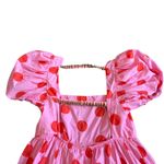 Pitusa Pink Polka Dot Babydoll Mini Dress Puff Sleeves Open Back Size Small NWT Photo 8