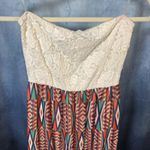 White and Orange Strapless Dress Size L Photo 2