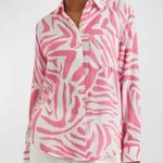 Rails  Ellis Tiger Organic Cotton Gauze Button Down Shirt Pink & White Size Small Photo 0