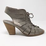 Paul Green Cosmo Leather Peep Toe Lace Up Sandal Bootie Heels shoes metallic 7.5 Photo 8