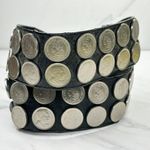 Vintage Argentina Coin Studded Leather Chain Belt Gaucho Western Small (S) ✨ Black Photo 5