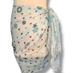 None Sheer Scarf Boho Floral Polka Dot Wrap Tan Green Versatile Beach Sarong Cover Up Photo 0