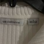 Liz Claiborne Women's white Cable Knit Sweater 1/4 Zip Size L Photo 2