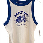 Old Navy New Blue and White Fisherman Aesthetic Graphic Tank Top coastal ontrend Photo 0