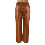 Princess Polly Brown Faux Vegan Leather High Waist Wide Leg Trousers Pants Sz 6 Photo 2