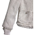 Tammy Tangs White Tweed Frayed Trim Button Front Jacket Long Sleeve Size M Size M Photo 3
