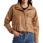 T Tahari NWT  Faux Leather Bomber Jacket Small, ICED LATTE Photo 1