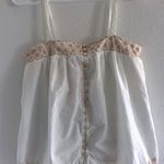 Banana Republic  Tank Women 6 White Cotton Gold Embroidered Preppy Coastal Button Photo 0